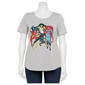 Marvel women graphic t shirt womens plus size 2x gray short sleeve Villan hero